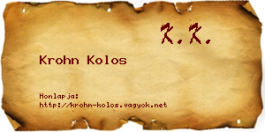 Krohn Kolos névjegykártya